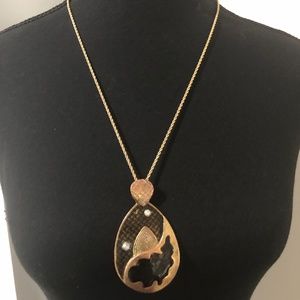 Hammered and enameled copper necklace